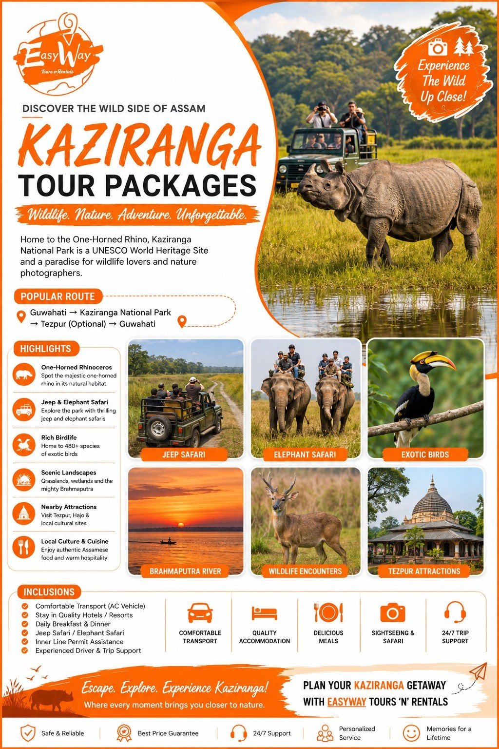Kaziranga Tour Package from Jorhat - EasyWay Tours n Rentals