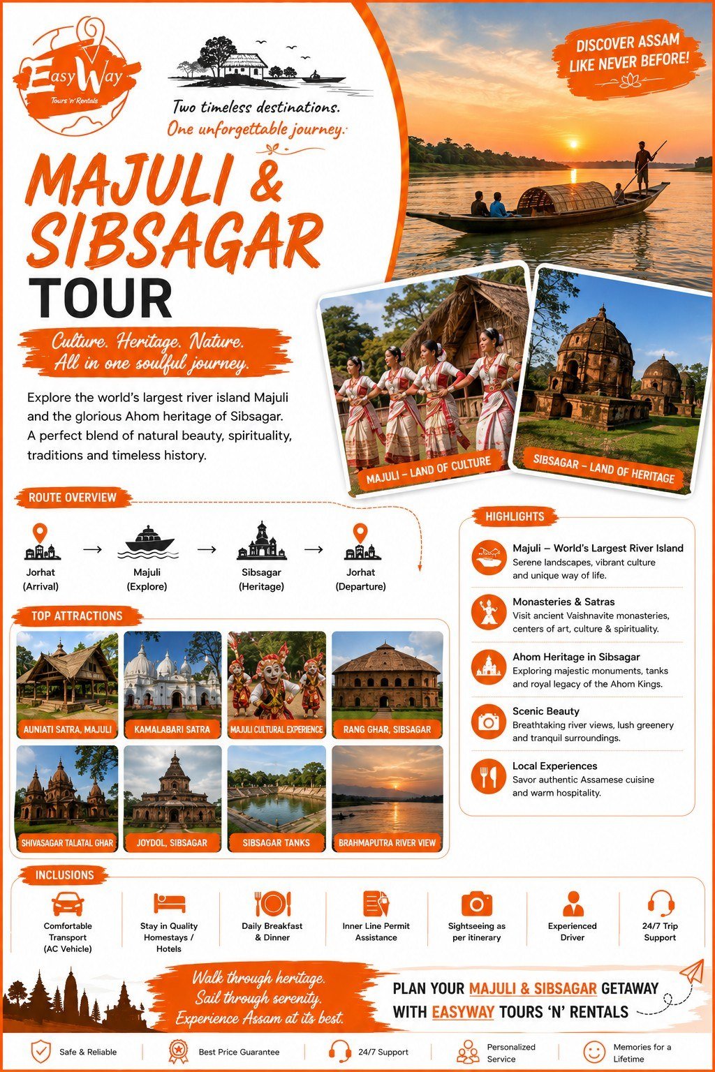 Majuli & Sivasagar Tour Package from Jorhat - EasyWay Tours n Rentals