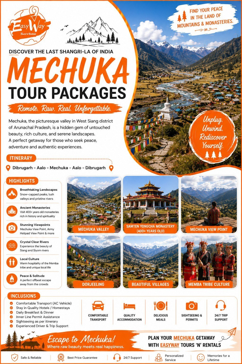 Mechuka Tour Package from Assam - EasyWay Tours n Rentals